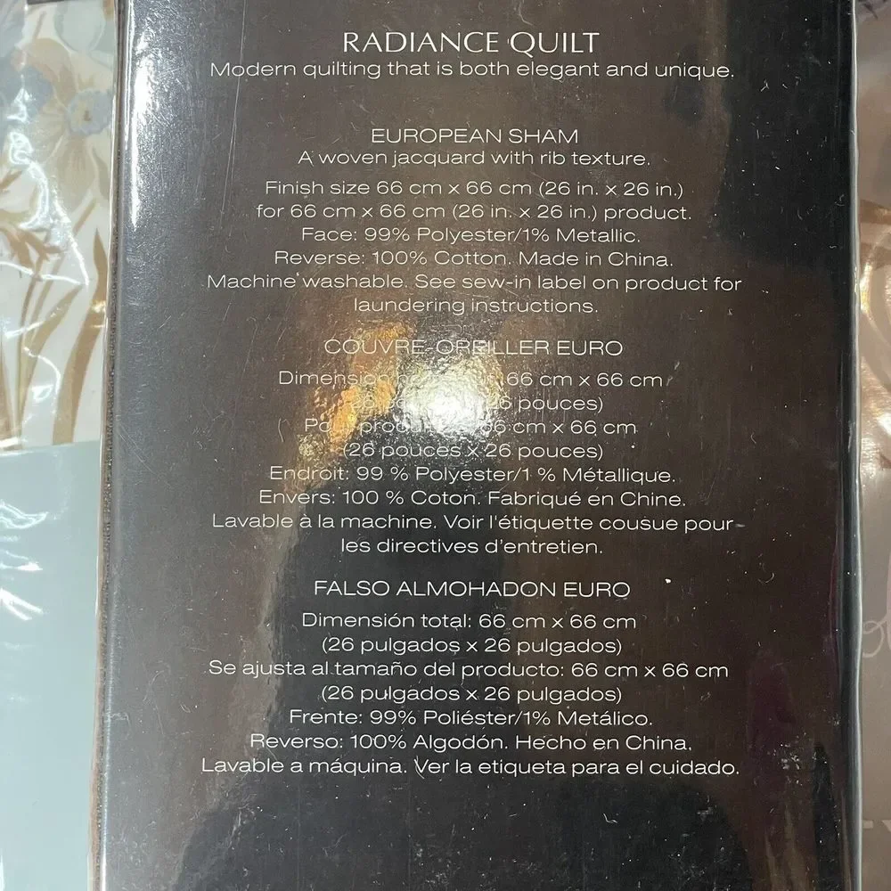 Donna Karan Radiance Quilt Jacquard Set/2 Euro Shams Charcoal Gold 26